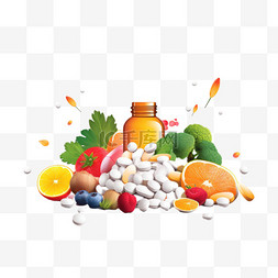 营养补充剂卡通图片_必需维生素和矿物质复合物