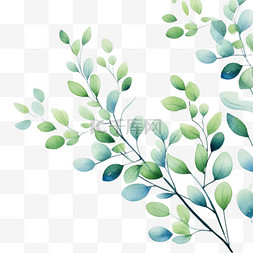 自然背景手绘图片_带树叶的水彩画自然背景
