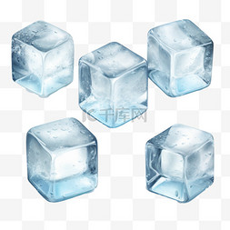 水立方体图片_逼真的冷固体冰块集，冰块带着水