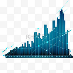 统计图表图片_蓝底上移箭头图股市金融投资图