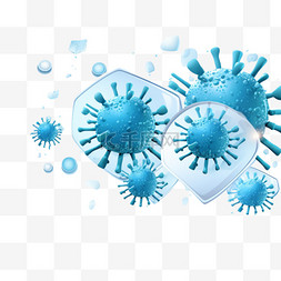 防护病毒图片_带有盾牌的病毒保护背景和蓝色背