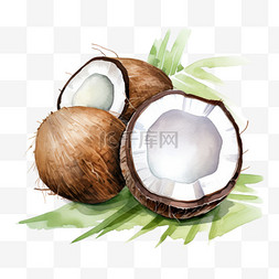 食品手绘画图片_水彩椰子