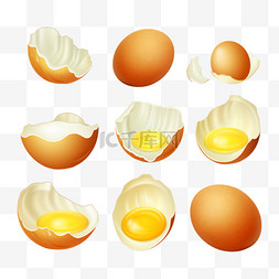 孤立的鸡蛋，逼真地与煮鸡蛋、蛋
