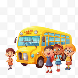 给孩子更好的教育图片_带孩子的校车插图