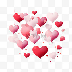 心意卡图片_用红色和粉色的3D心形祝贺情人节
