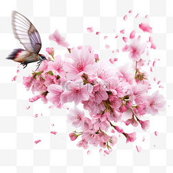 日本樱花花枝图片_春色中的樱花和飞花