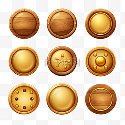 金色方块图片_用于用户界面游戏的木制和金色按