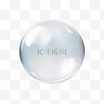 白色透明玻璃球体玻璃或球体，气泡光泽闪亮