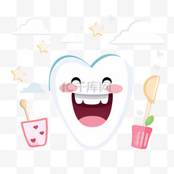 牙齿护理素材图片_卡通牙科护理概念插图
