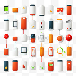 卡通手机充电器图片_手机电池充电状态平面符号集