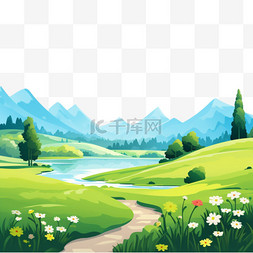 鲜花风景图片_平坦可爱的春天风景壁纸