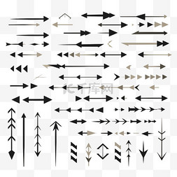 箭头和线图片_白色背景上隔离的黑色平面箭头和