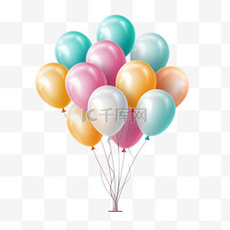 背景色彩图片_带有柔和色彩的逼真气球的庆祝背