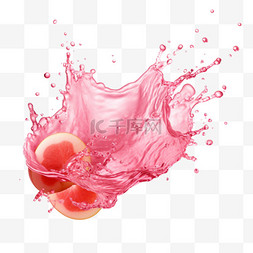飞溅草莓汁图片_向量洒上逼真的果汁或粉色水