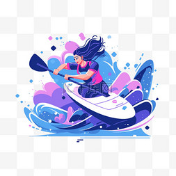 冲浪出线亚运会运动员蓝色扁平风