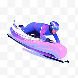 蓝色扁平风运动图片_滑雪刺激亚运会运动员蓝色扁平风