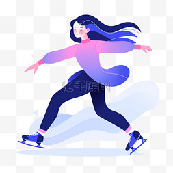 滑冰扁平风亚运会运动员蓝色运动