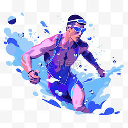 跑步扁平风亚运会运动员蓝色运动