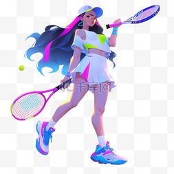 网球蓝色图片_网球亚军蓝色立体体育亚运会运动