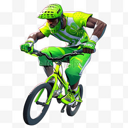 亚运会精神图片_自行车精神亚运会运动员绿色立体
