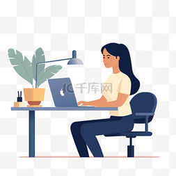 女人在办公室的电脑上工作