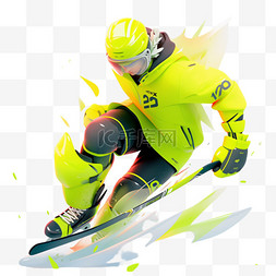 面貌图片_滑雪精神面貌绿色立体体育亚运会