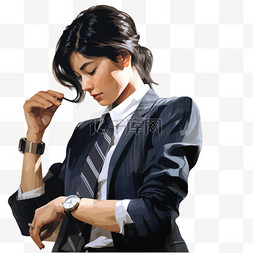 手表图片_女商人在手表上检查时间
