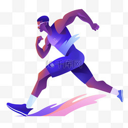 扁平风运动跑步图片_运动蓝色跑步运动亚运会运动员体