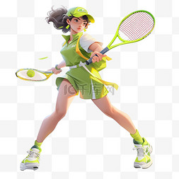 网球运动员亚运会运动员绿色立体