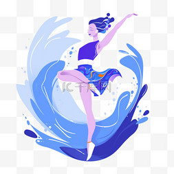 体育器材海报图片_舞蹈决心扁平风亚运会运动员蓝色
