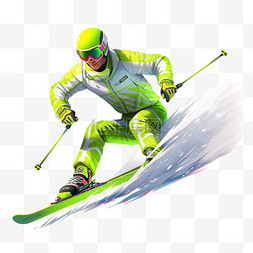 滑雪再创佳绩亚运会运动员绿色立