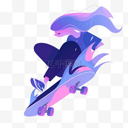 蓝色滑板图片_滑板教练运动员蓝色亚运会立体体