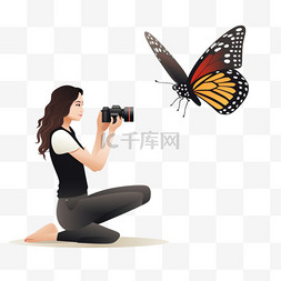 拍照摄影师图片_女摄影师给蝴蝶拍照