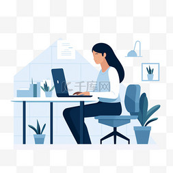 女人在办公室的电脑上工作