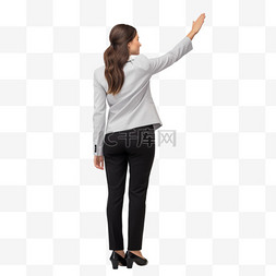 左左女图片_女商人举起手向左看的背影