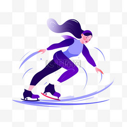 蓝色扁平风运动图片_滑冰扁平风亚运会运动员蓝色运动