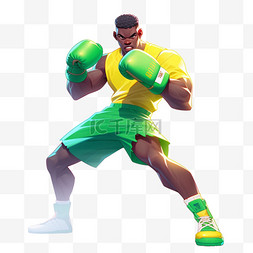 拳击亚运会运动员绿色立体体育