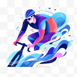 自行车蓝色扁平风运动亚运会运动