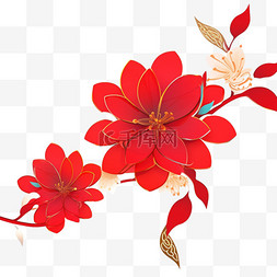 新年手绘元素红色剪纸立体梅花