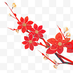 手工折纸艺术图片_红色剪纸立体梅花手绘元素新年