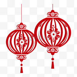 新中式双人沙发图片_中式红色剪纸灯笼春节新年元素