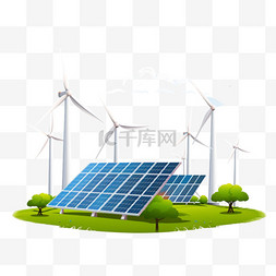 生态的图片_太阳能电池板和风力涡轮机中的生