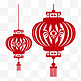中式红色剪纸灯笼春节装饰元素