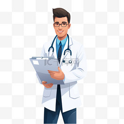 穿白大褂图片_身穿白大褂的医生在病床前拿着文