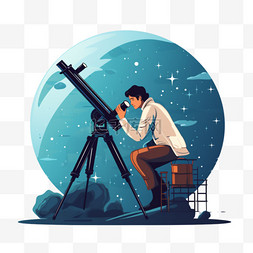 研究图片_天文学家用望远镜研究恒星