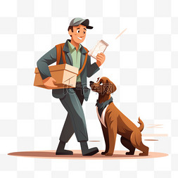 邮递员和他的狗送信