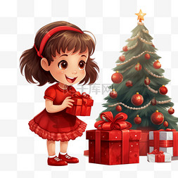 书本打开门图片_新年快乐短信，一个女孩在圣诞树