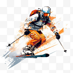 滑雪者图片_有棍子和滑雪板的滑雪者
