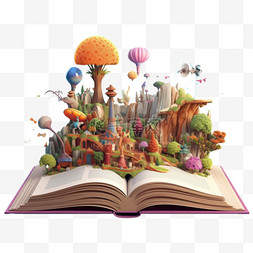 书籍创意童话元素立体免扣图案