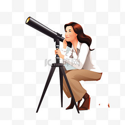 用望远镜看候选人简历的女人